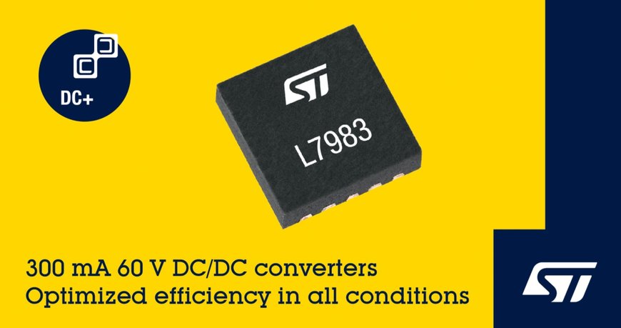 STMicroelectronics Reveals Compact 60V DC/DC Converters Featured for Extra Flexibility